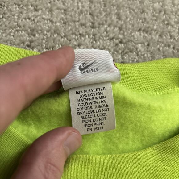 Nike Vintage Sweatshirt Just Do It Swoosh Fleece Pullover Green Made In USA Sz S - Picture 4 of 8